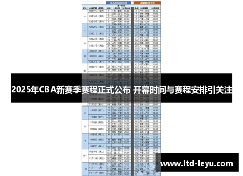 2025年CBA新赛季赛程正式公布 开幕时间与赛程安排引关注